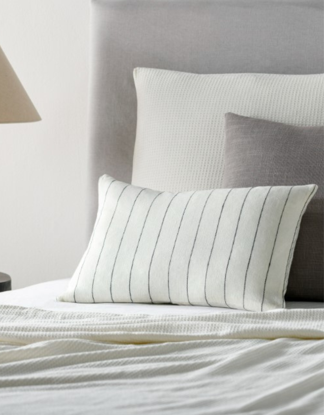 Linen Stripe Buttoned Pillow