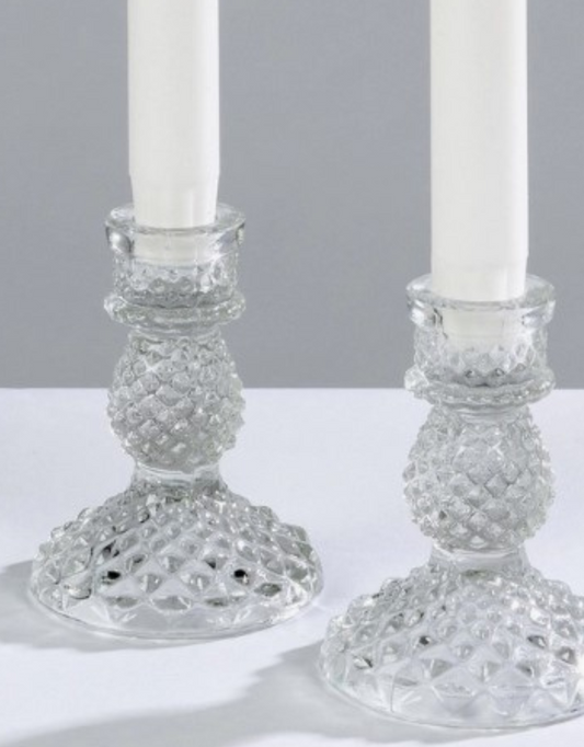 Clear Pressed Glass Candlestick